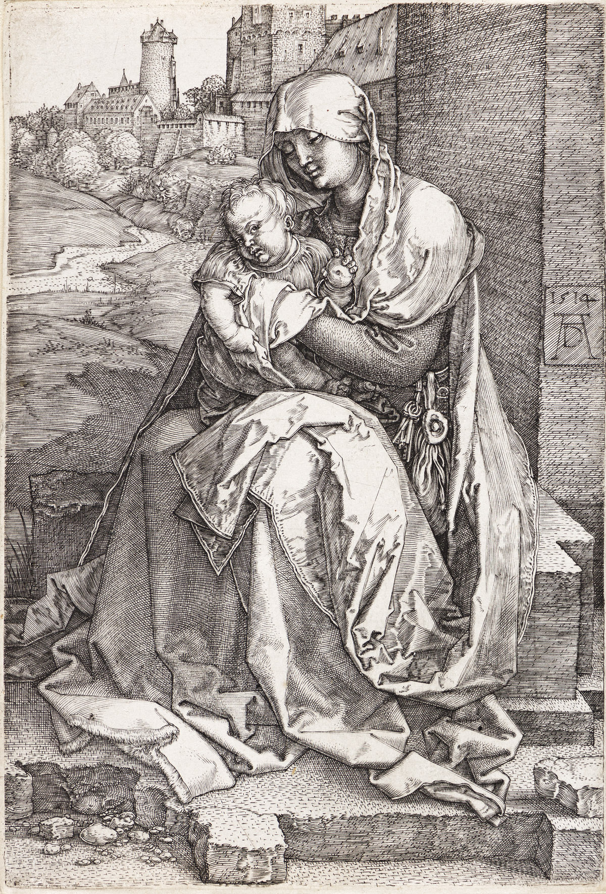 ALBRECHT DÜRER Virgin and Child Seated by the Wall.